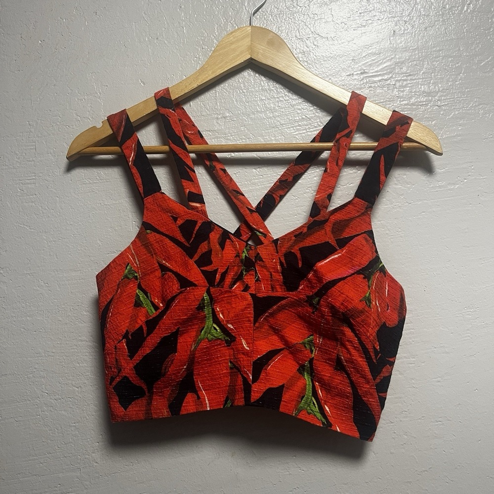 topshop Top Shop Red Hot chili pepper crop top size 4 Cross Cross Tank Summer